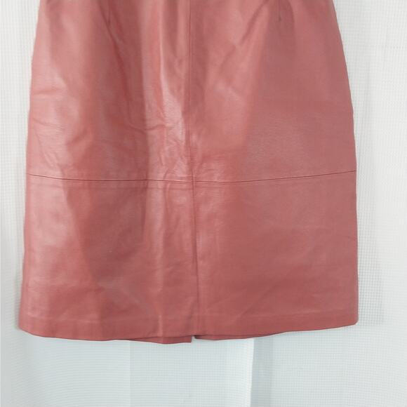 TERRY LEWIS! FINE QUALITY GENUINE LEATHER PENCIL STYLE SKIRT CORAL/MELON! SZ 18P - Picture 4 of 8
